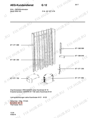 Взрыв-схема холодильника Aeg S3202 KG - Схема узла Refrigerator cooling system